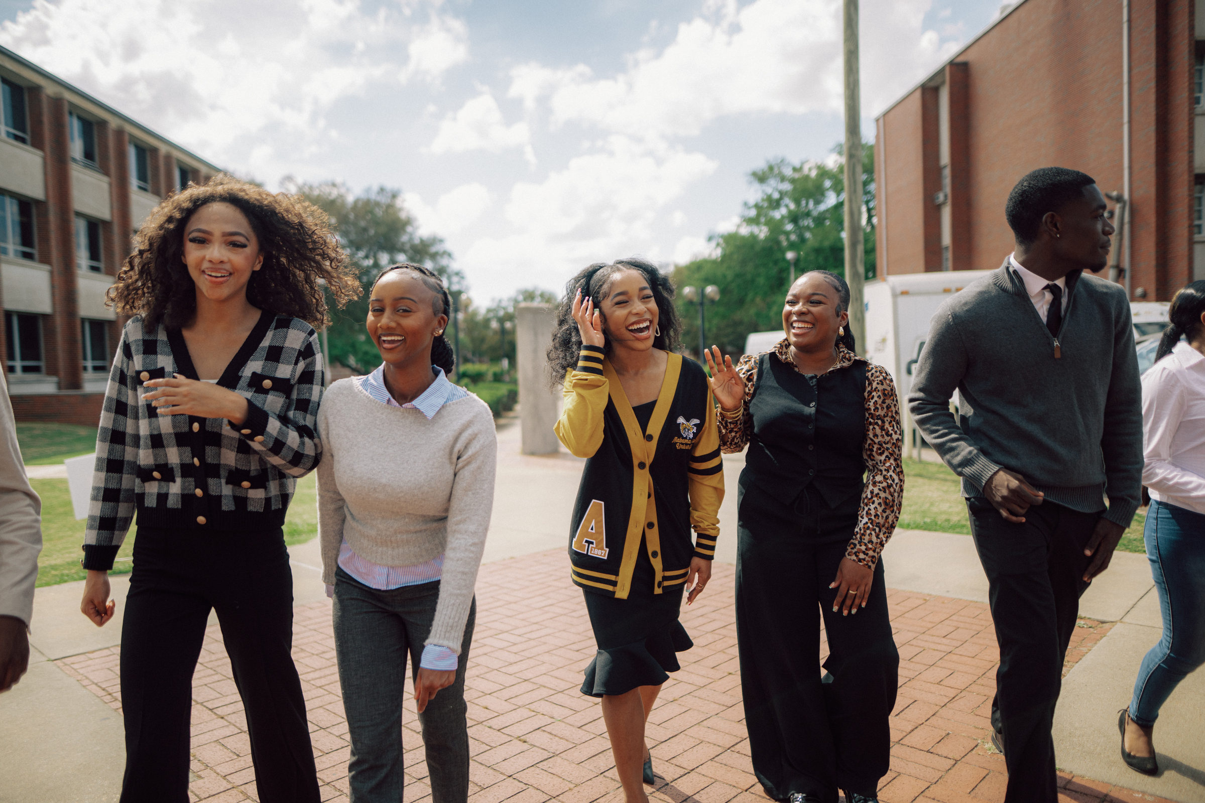 Alabama State students walking through campus